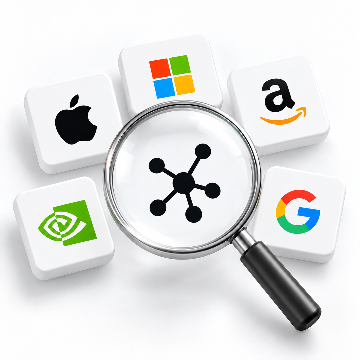 A magnifying glass exploring companies across the market